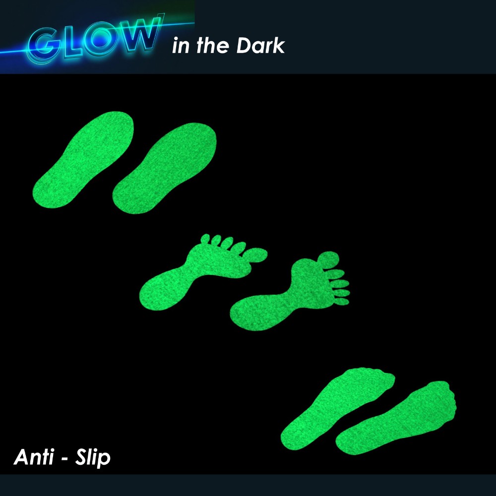 Anti Slip Footprint Floor Stickers Safety Grip Die cut feet Photoluminescent  SKU-F1048