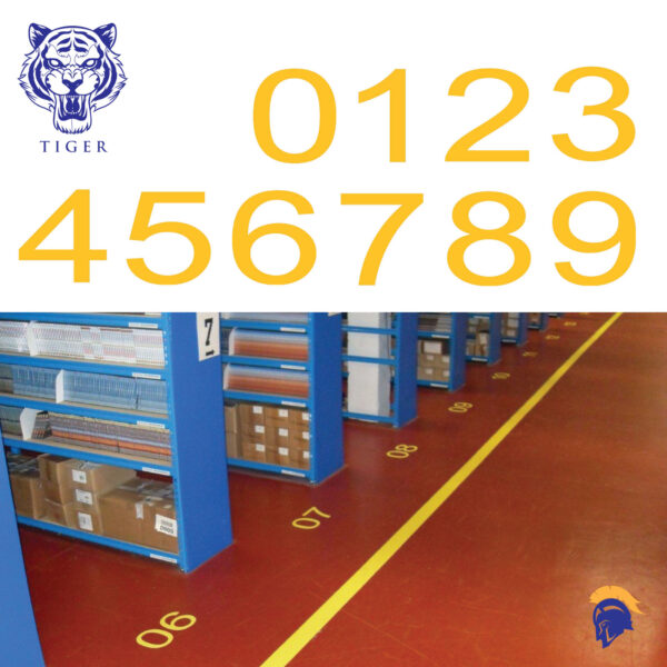 Tough but low profile Self Adhesive Floor Number Stickers. Quick and Easy to Install - Invictus Tiger  SKU-F2344