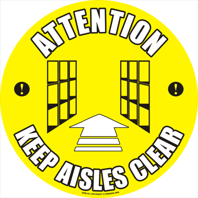 Warehouse Floor Sign Stickers 430mm Dia Warehouse designs   SKU-F2440 - EWM02 - Keep Aisles Clear